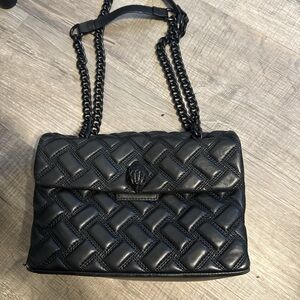 Kurt Geiger Black Woven Leather Shoulder Bag